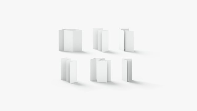 White 6 Flyers and Booklets Set - fold leaflet brochure Modèle 3D .c4d .max .obj .3ds .fbx .stl .blend 