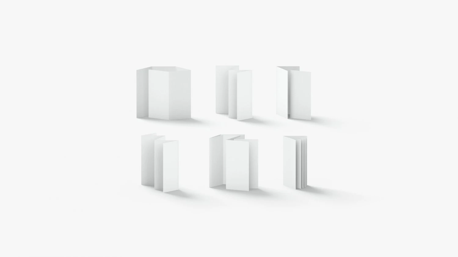 White 6 Flyers and Booklets Set - fold leaflet brochure 3D Model .c4d .max .obj .3ds .fbx .stl .blend 