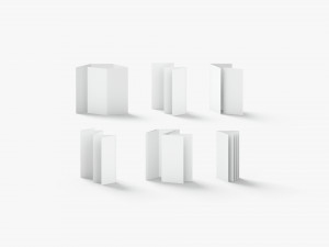 White 6 Flyers and Booklets Set - fold leaflet brochure 3D Model