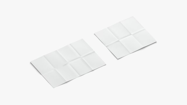 White Unfolded Booklets and Flyers - trifold flat map guide brochure 3D Model .c4d .max .obj .3ds .fbx .stl .blend 