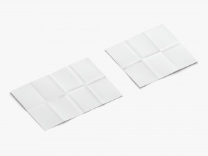 White Unfolded Booklets and Flyers - trifold flat map guide brochure 3D Model