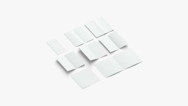 8 White Booklets and Flyers - open bifold map guide brochure 3D-Modell .c4d .max .obj .3ds .fbx .stl .blend 