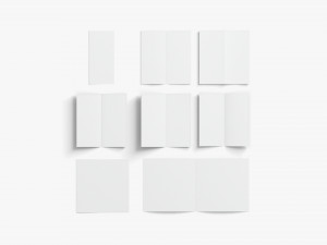8 White Booklets and Flyers - open bifold map guide brochure 3D-Modell