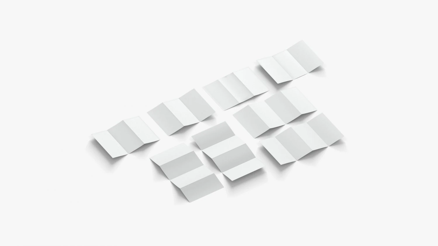8 White Booklets and Flyers - bifold and trifold map guide brochure 3D Model .c4d .max .obj .3ds .fbx .stl .blend 