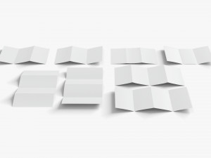 8 White Booklets and Flyers - bifold and trifold map guide brochure 3D 모델