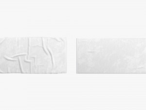White Bath Towel Set - flat and crumpled beach pool towels 3D Model