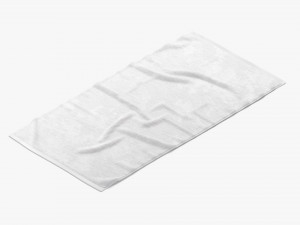 White Bath Towel Set - flat and crumpled beach pool towels 3D Model