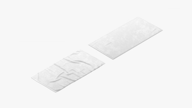White Bath Towel Set - flat and crumpled beach pool towels 3D Model .c4d .max .obj .3ds .fbx .stl .blend 
