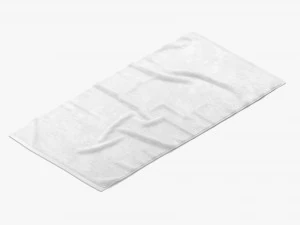 Serviette de bain blanche - serviette jack-serviette de piscine de plage froiss&eacute;e plate Modèle 3D
