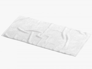 White Bath Towel - flat crumpled beach pool jack-towel Modello 3D