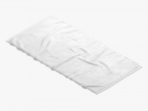White Bath Towel - flat crumpled beach pool jack-towel Modello 3D