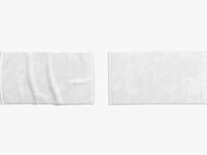 White Small Bath Towel Set - flat and crumpled shower beach towels 3D Model