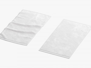White Small Bath Towel Set - flat and crumpled shower beach towels Model 3D
