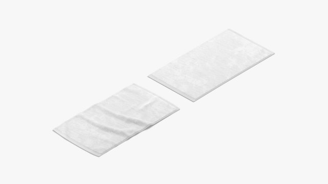 White Small Bath Towel Set - flat and crumpled shower beach towels Model 3D .c4d .max .obj .3ds .fbx .stl .blend 