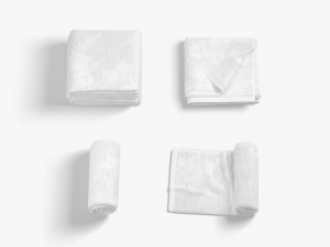 White Small Bath Towel Set - flat and crumpled shower beach towels 3D Model  in X-mas 3DExport
