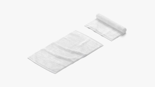 White Flat and Rolled Big Towel - bath shower fiber towels Model 3D .c4d .max .obj .3ds .fbx .stl .blend 
