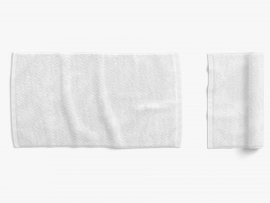 White Flat and Rolled Big Towel - bath shower fiber towels Model 3D