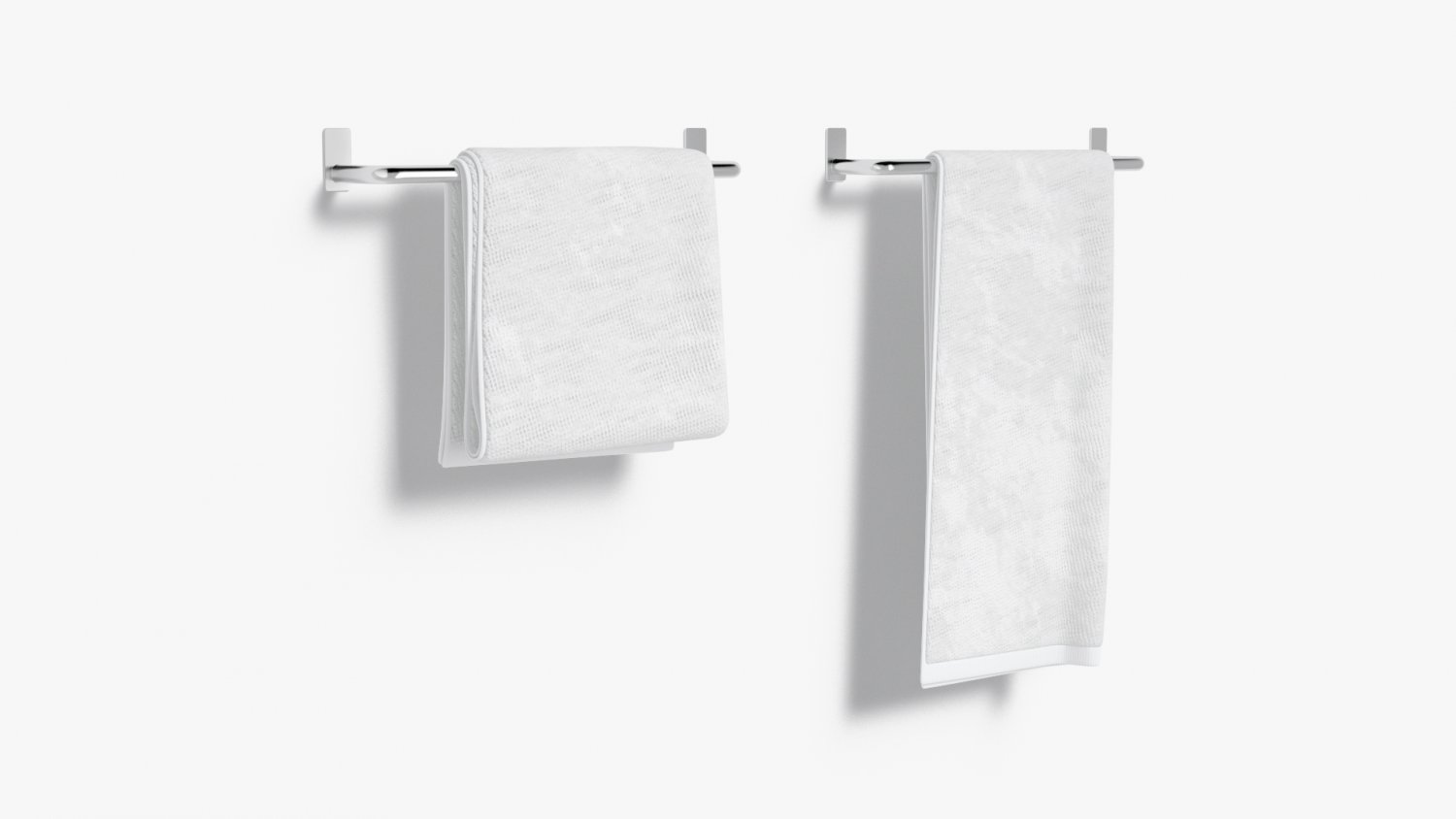 White Small and Big Towel Rail - hang bath towels sheet heated 3D