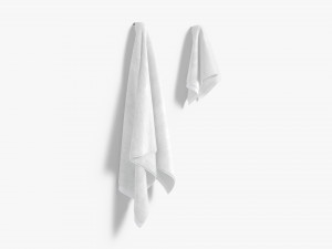 White Small and Big Towel Hanging on Hook - hang shower bath towels 3D Model