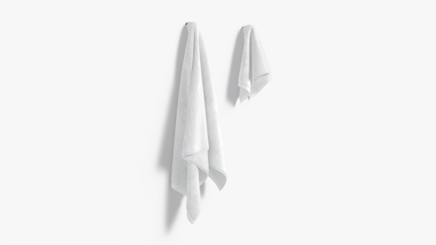 White Small and Big Towel Hanging on Hook - hang shower bath towels 3D  Model in Other 3DExport