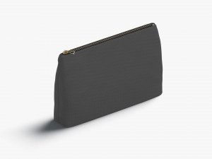 Black Canvas Pouch - linen zip bag 3D Model