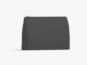 Black Canvas Pouch - linen zip bag Model 3D