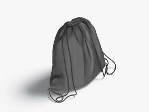 Black Drawstring Backpack - sport pouch with cord 3D Model