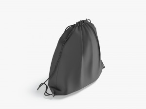 Black Drawstring Backpack - sport pouch with cord 3D Model