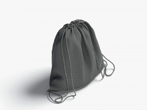 Black Drawstring Backpack - sport pouch with cord 3D Model