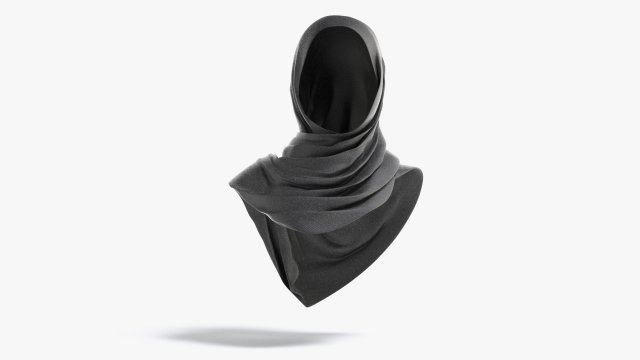 Black Hijab - woman muslim head cover Modelo 3D .c4d .max .obj .3ds .fbx .stl .blend 