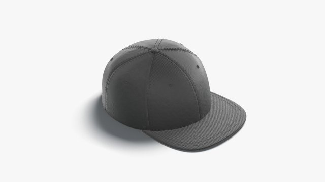Black Snapback sport cap with flat visor . 3D