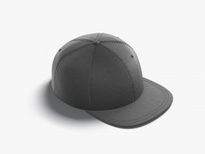 Black Snapback - sport cap with flat visor 3D Model