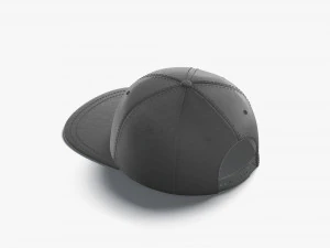 Black Snapback - sport cap with flat visor 3D Model