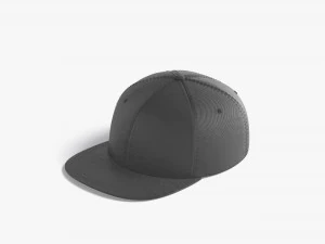 Black Snapback - sport cap with flat visor 3D Model