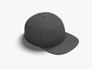 Black Snapback - sport cap with flat visor 3D Model