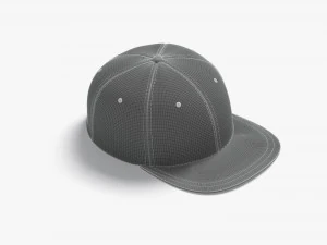 Black Snapback - sport cap with flat visor 3D Model