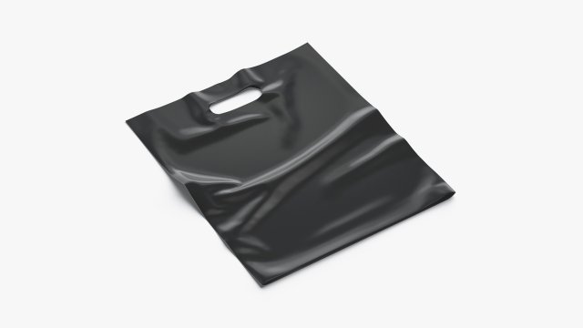 Black Die-cut Plastic Bag - handle packet 3D Model .c4d .max .obj .3ds .fbx .stl .blend 