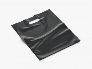 Black Die-cut Plastic Bag - handle packet 3D Model