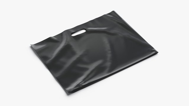 Black Wide Die-cut Plastic Bag - handle packet Modelo 3D .c4d .max .obj .3ds .fbx .stl .blend 