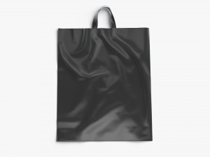 Black Loop Handle Plastic Bag - shop carry packet 3D मॉडल