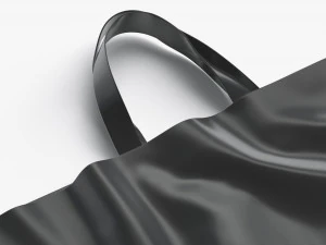 Black Loop Handle Plastic Bag - shop carry packet 3D Model
