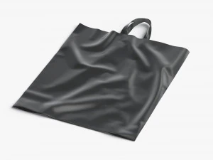 Black Loop Handle Plastic Bag - shop carry packet 3D Model
