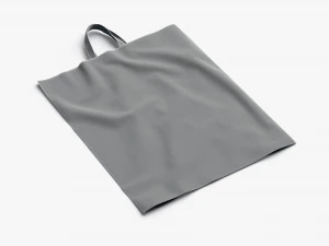 Black Loop Handle Plastic Bag - shop carry packet 3D Model
