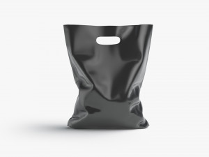 Black Die-cut Plastic Bag - handle packet stand 3D Model
