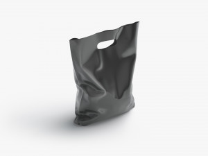 Black Die-cut Plastic Bag - handle packet stand 3D Model