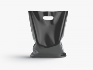Black Die-cut Plastic Bag - handle packet stand 3D Model