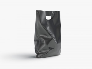 Black Die-cut Plastic Bag - handle packet stand 3D Model
