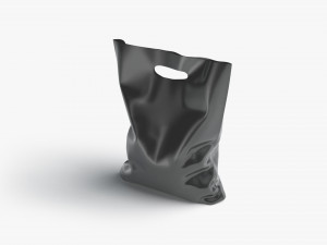 Black Die-cut Plastic Bag - handle packet stand 3D Model