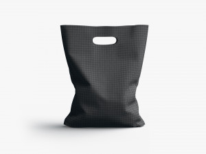 Black Die-cut Plastic Bag - handle packet stand 3D Model