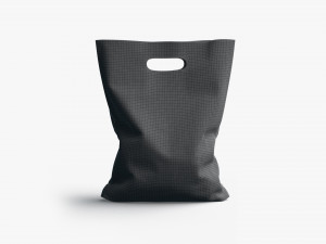 Black Die-cut Plastic Bag - handle packet stand 3D Model